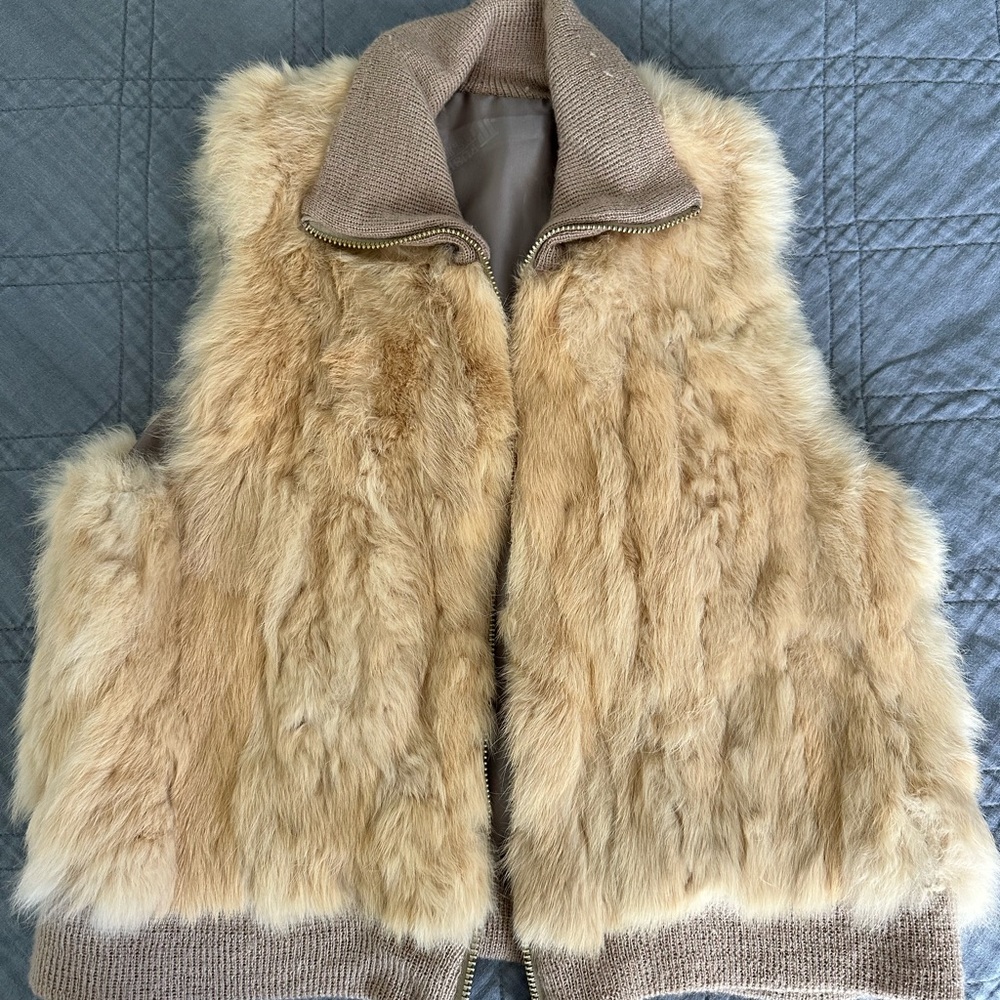 Vintage rabbit fur vest - fushi brand - 1970s
